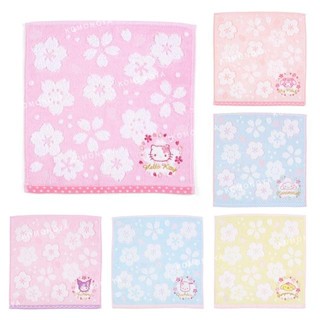 【現貨】小禮堂 三麗鷗 棉質小方巾 25x25cm (第17個春天) Kitty 美樂蒂 酷洛米