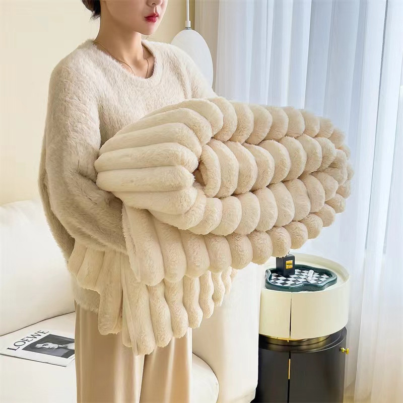 2024臺灣熱賣 新款兔毛絨多功能毛毯高剋重法萊絨牛奶絨貝貝絨毛毯