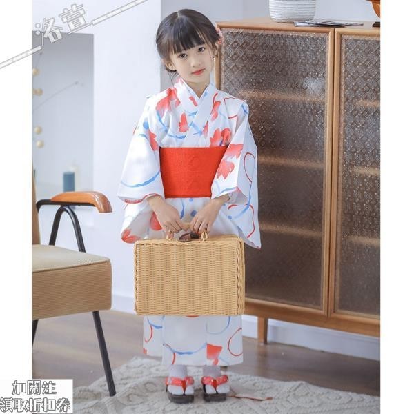 日式浴衣 兒童浴衣 女童連衣裙 753節 演出服 和風居家 日本兒童和服 小金魚 (洛宣afYq) 女童和服