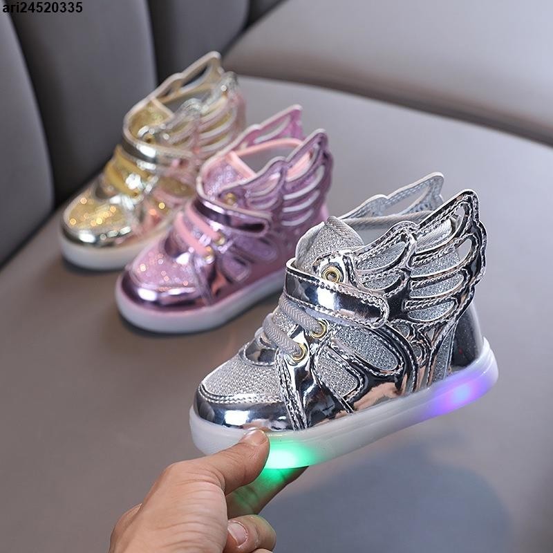 新款LED發光拖鞋 兒童閃燈鞋 兒童翅膀童鞋 男女童運動鞋