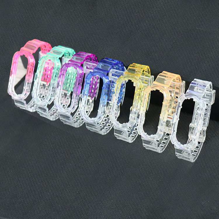 【YX】適用小米3手環錶帶透明漸變色替換腕帶米3/4/5/6/7冰川透明彩色
