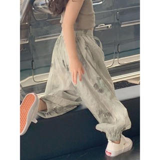 MOMOKO 兒童長褲 女童防蚊褲 2024夏裝兒童寶寶夏季洋氣寬鬆褲子薄款運動燈籠褲
