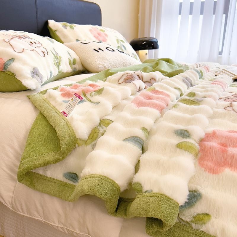 ◇毛絨毯子◇冬季加厚兔毛絨毛毯蓋毯辦公室午睡沙發毯子學生宿舍牛奶絨小被子
