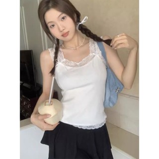 【Princess Home】弔帶女 小可愛背心 芭蕾風弔帶 蕾絲蝴蝶結弔帶背心女 夏季新款無袖修身顯瘦百搭上衣 弔帶