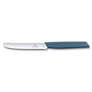 【Victorinox 瑞士維氏】SWISS MODERN 蕃茄刀和餐刀 11cm-藍 (6.9006.11W2) 墊腳石購物網