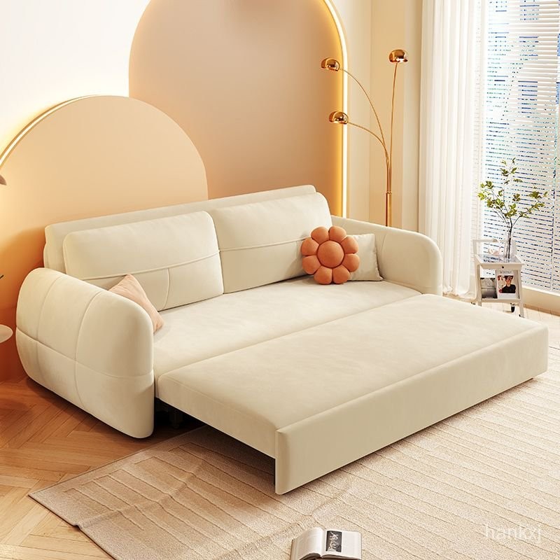 沙發床 多功能床 牢固性 耐用性 美觀性 環保性 支架沙發床 坐墊沙發床 不佔空間 易搬運 閤誠奶油風簡約沙髮床客廳小戶