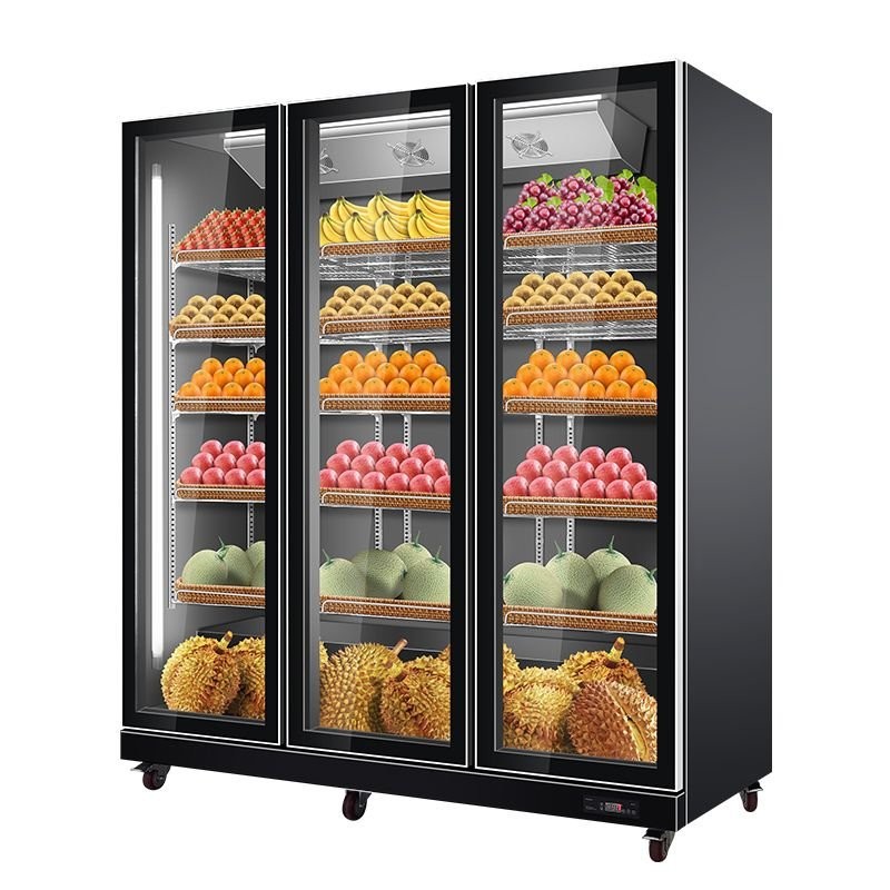 【廠家直銷】風幕櫃 水果保鮮櫃 商用三門冰箱 蔬菜風冷藏串串展示櫃 飲料櫃