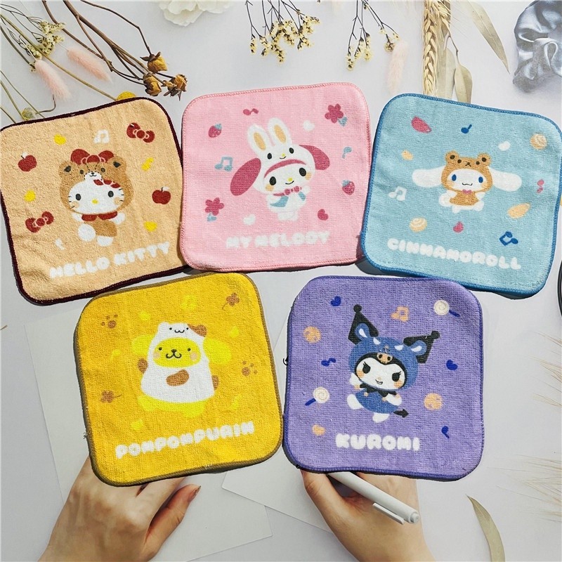 ✅精選迷你15*15cm 卡通 小方巾 小毛巾 三麗鷗 毛巾 庫洛米 幼兒園 口水巾 手巾 美樂蒂 玉桂狗 布丁狗