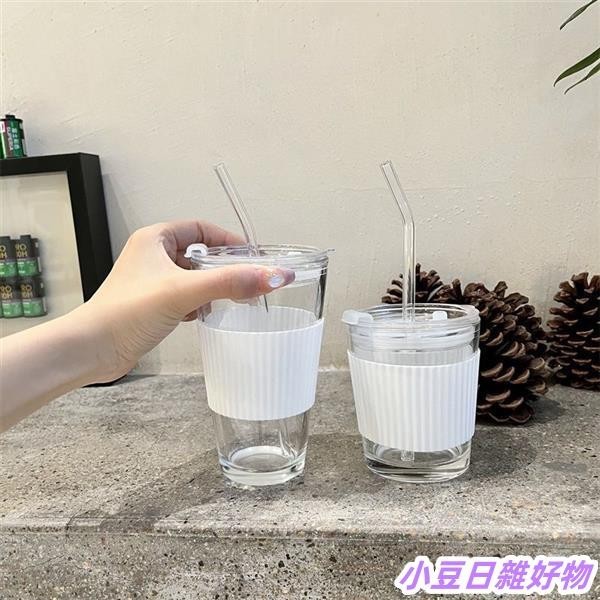 【熱賣】韓國ins風隨行杯 玻璃水杯 水壺 玻璃杯 杯子 可愛水杯 可愛水壺 玻璃吸管水杯