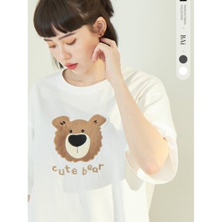 BAI白媽媽 可愛熊頭棉Ｔ／立體熊熊寬鬆短袖T恤－現貨【340165】