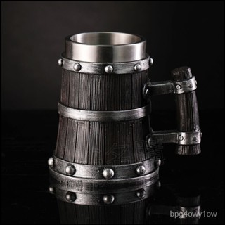 💧臺灣出貨💧海賊王衕款酒杯 路飛酒杯 德國木桶啤酒杯 不銹鋼模擬木桶啤酒杯 創意大容量酒吧啤酒杯 水杯 馬剋杯大肚杯