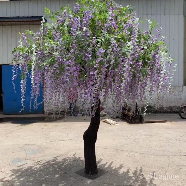 免運  造景  仿真裝飾  仿真紫藤花樹仿真綠植花園植物庭院室內酒店大型樹落地擺放仿真樹 PE0E