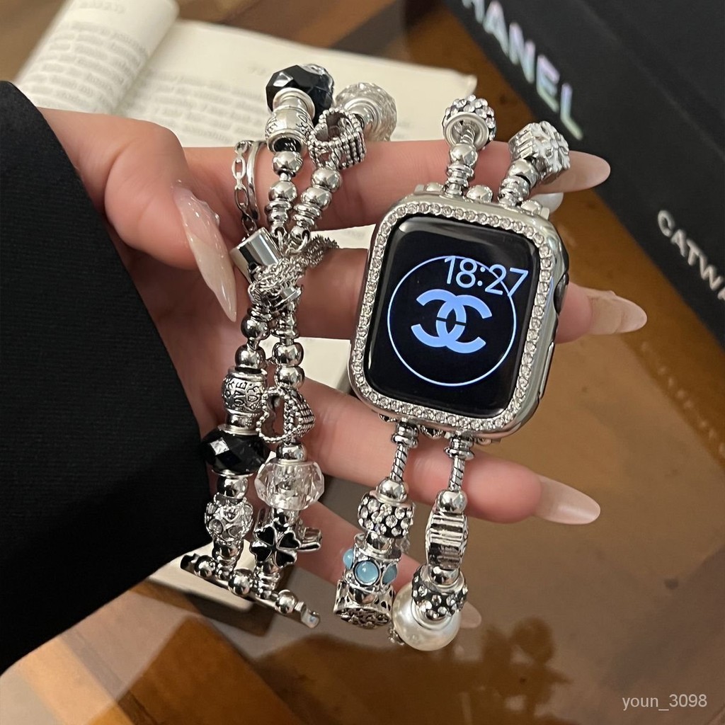 🔥本土/熱賣🔥【雙圈潘朵拉】錶帶Apple Watch4/5/6/7適用蘋果錶帶S7/S8/SE夏季 QO19