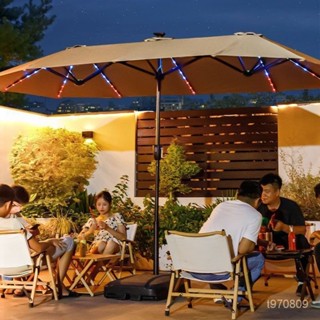 戶外庭院別墅花園露臺遮陽傘天幕咖啡廳商用露營太陽傘三頭中柱傘