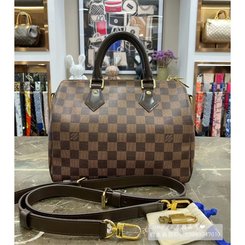 『二手精品』 LV 路易威登 Speedy 25 棕色棋盤格 枕頭包 斜挎包 肩背包 手提包 單肩包 N41368