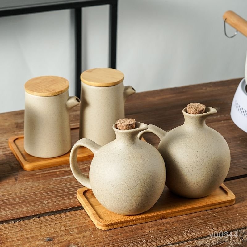 新款日式調味罐 傢用廚房簡約創意陶瓷調料瓶 醬油瓶 油壺 套裝組閤