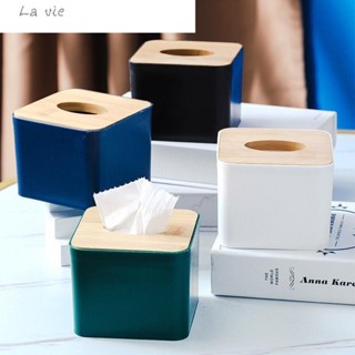 La vie紙巾盒正方形餐廳創意抽紙盒簡約面紙盒竹木蓋紙巾盒