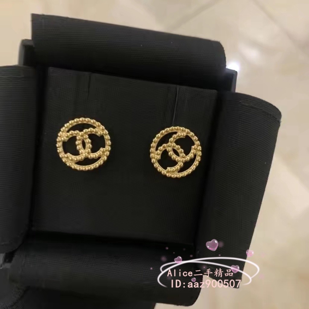 二手正品 CHANEL 香奈兒 金屬圓圈 CC 圓形 耳釘 耳環 AB7784 現貨免運