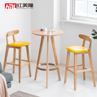【未來陽光傢俬】吧臺桌實木家用現代簡約吧桌陽臺餐桌奶茶店圓桌北歐高腳桌椅組合可開發票