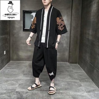唐裝男漢服民族風男裝古裝男士仙氣古風套裝 寬松開衫道袍潮流外套VG