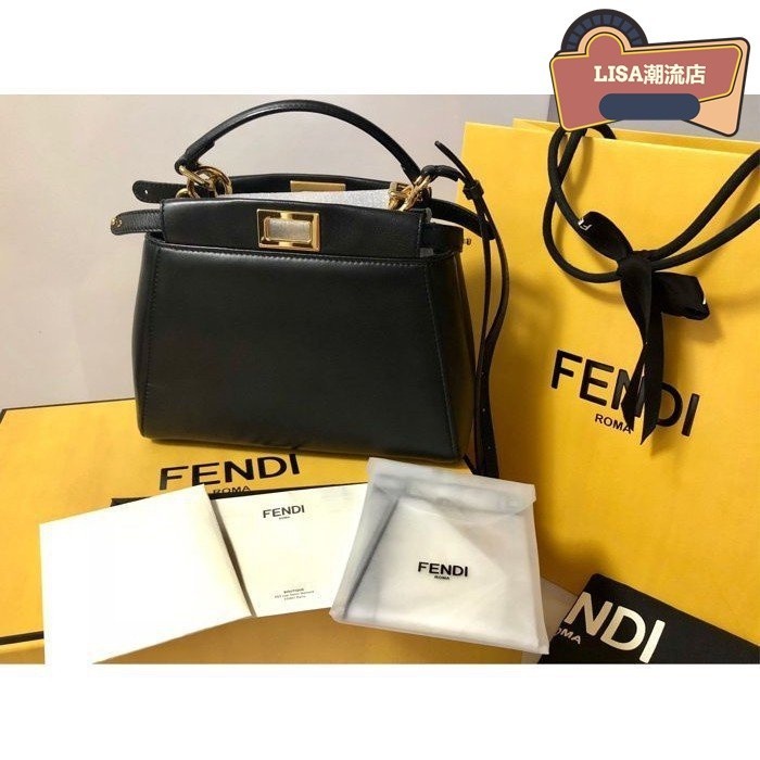 嚴選二手 Fendi 芬迪 MINI PEEKABOO 黑色 附原本的細背帶喔 23CM