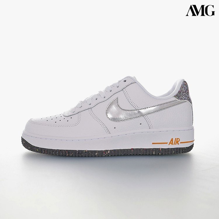 現貨 NIKE AIR FORCE 1 LOW GS 空軍一號低筒百搭休閒運動板鞋「白銀橘紅潑墨」DB1558-100