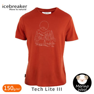 【Icebreaker 男 Tech Lite III圓領短袖上衣(風光明媚)-150《磚橘》】0A56X1/排汗衣