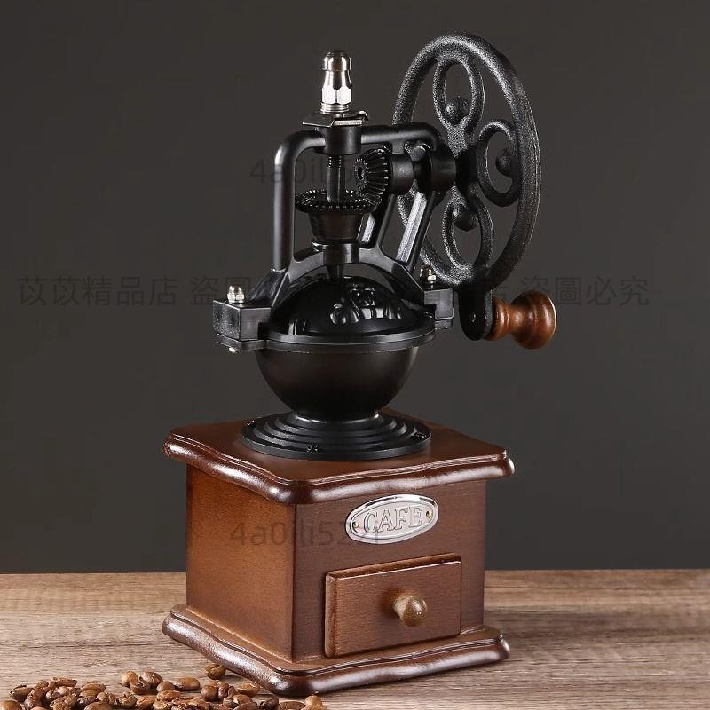 ✨好物優選✨摩天輪磨豆機復古風老式咖啡機家用手搖磨豆機手動咖啡豆研磨器 可開發票