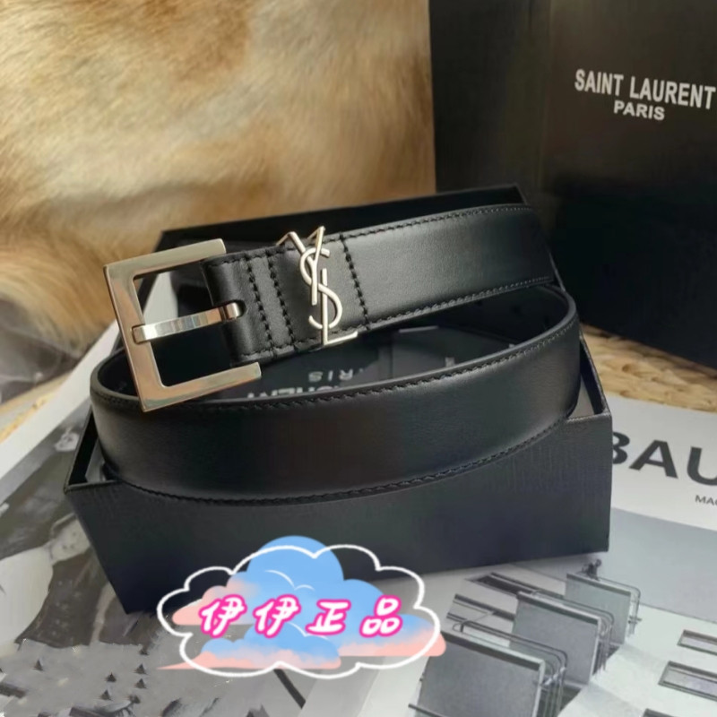 YSL 聖羅蘭 ysl字母扣 女士 方形搭扣光面腰帶 皮帶 634437 男女同款皮帶