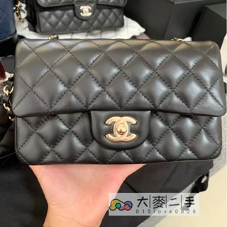 CHANEL 香奈兒 coco Mini 20cm 菱格紋 小羊皮 金扣 銀扣 鏈條包 斜背包 A69900