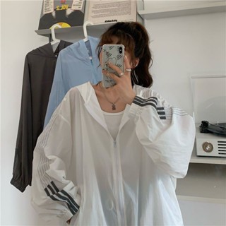 TK推薦✈衣女夏季開衫服寬松大碼長袖學生連帽薄外套上衣百搭外套 長袖上衣 薄外套