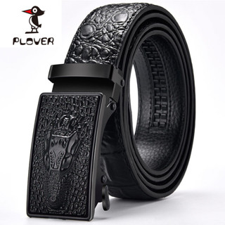 PLOVER 青年商務潮流皮帶 男士真皮自動扣腰帶 休閒牛皮褲帶 精品推薦