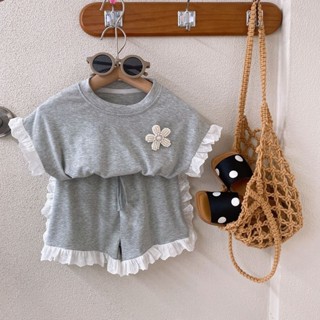 MOMOKO 童裝夏季套装女童短袖套裝2024春季新款兒童夏裝衣服寶寶洋氣運動服套裝