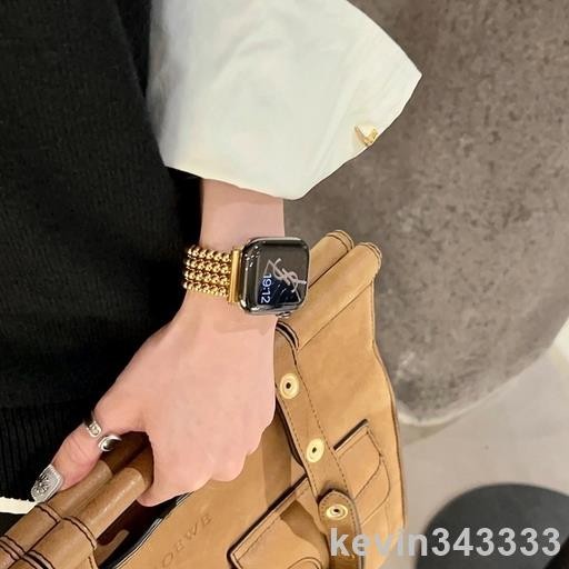 台灣出貨 適用於Apple Watch鋼珠不鏽鋼錶帶適用於AppleWatch345678代SES8蘋果手錶帶