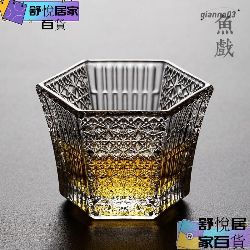 【台灣出貨】杯 茶 酒 玻璃杯 日式 手工玻璃杯 日本石塚硝子津輕六角水晶玻璃茶杯 品茗杯 威士忌清酒杯 單杯 主人杯g