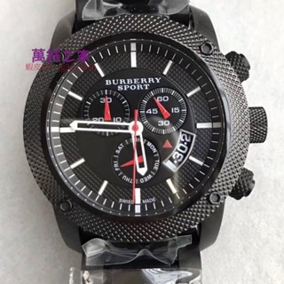 高端 BURBERRY手錶BU7703 Sport系列英倫風情不銹鋼錶帶三眼計時腕錶/男錶/黑