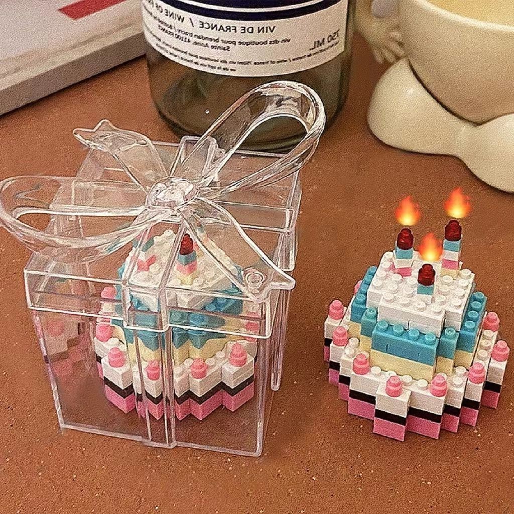✨桃園出貨☜ 免運✨生日蛋糕diy拼裝圖禮物兼容樂高積木花送男女生朋友玩具蛋糕禮盒