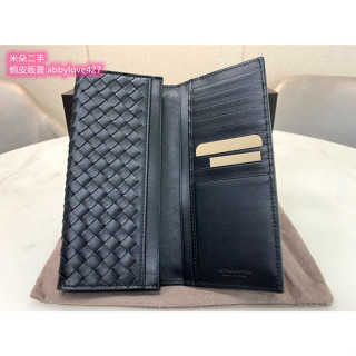 二手精品 BV BOTTEGA VENETA 120697 經典編織小羊皮對翻蓋長夾 黑色 8卡 免運