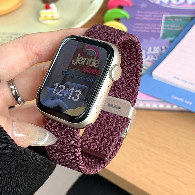 新款編織iwatch手錶帶se卡扣applewatch錶帶s9編織s8尼龍蘋果手錶 IRNC
