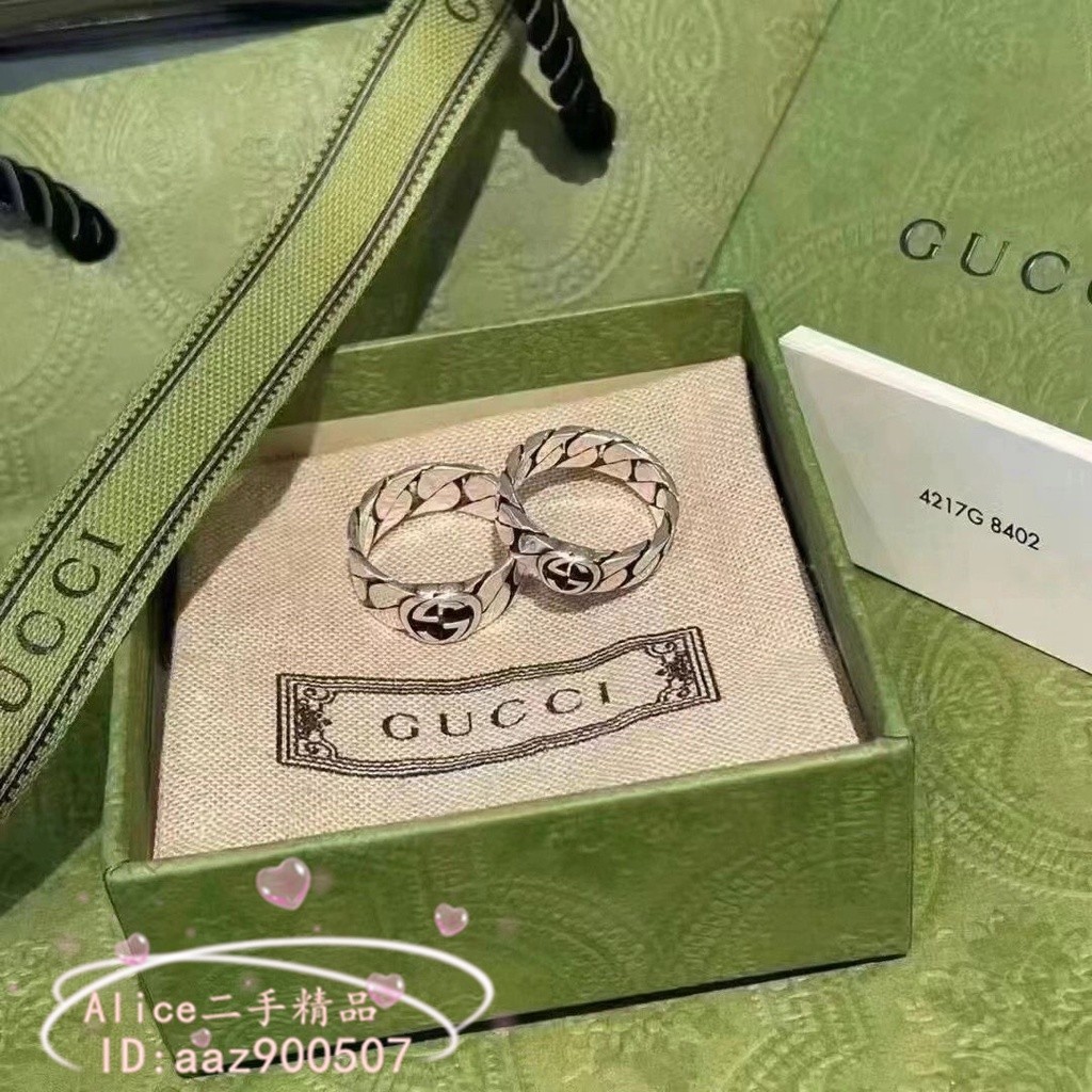 嚴選GUCCI 古馳 925純銀復古做舊戒指 情侶戒指 對戒 661513