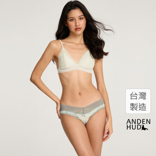 【Anden Hud】Spring Fever．V蕾絲低腰三角內褲(氣息綠-玫瑰格紋) 純棉台灣製