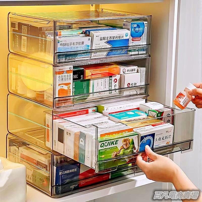 百凡臻選家用藥箱家庭特大號抽屜式常用藥品收納盒多層大容量透明分類藥柜