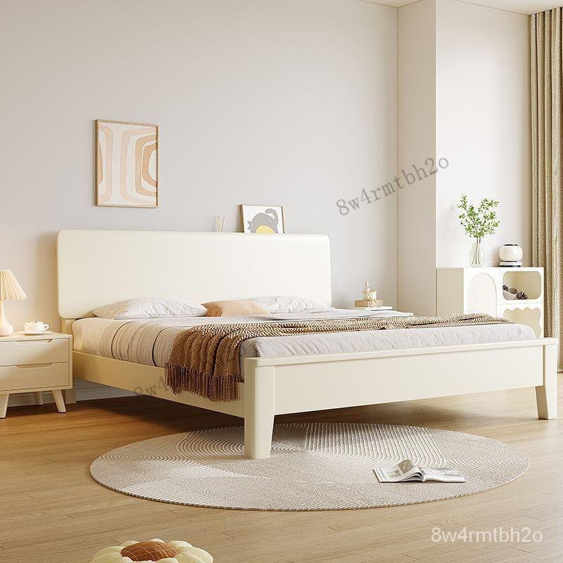 超薄床頭床白色實木床小戶型單人現代簡約主臥雙人高箱儲物床【源頭工廠】