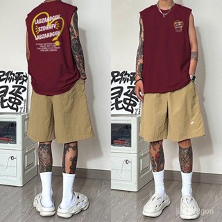 蘑菇頭小屋-美式街頭愛心字母印花休閒無袖背心男女夏季ins痞帥純棉學生上衣