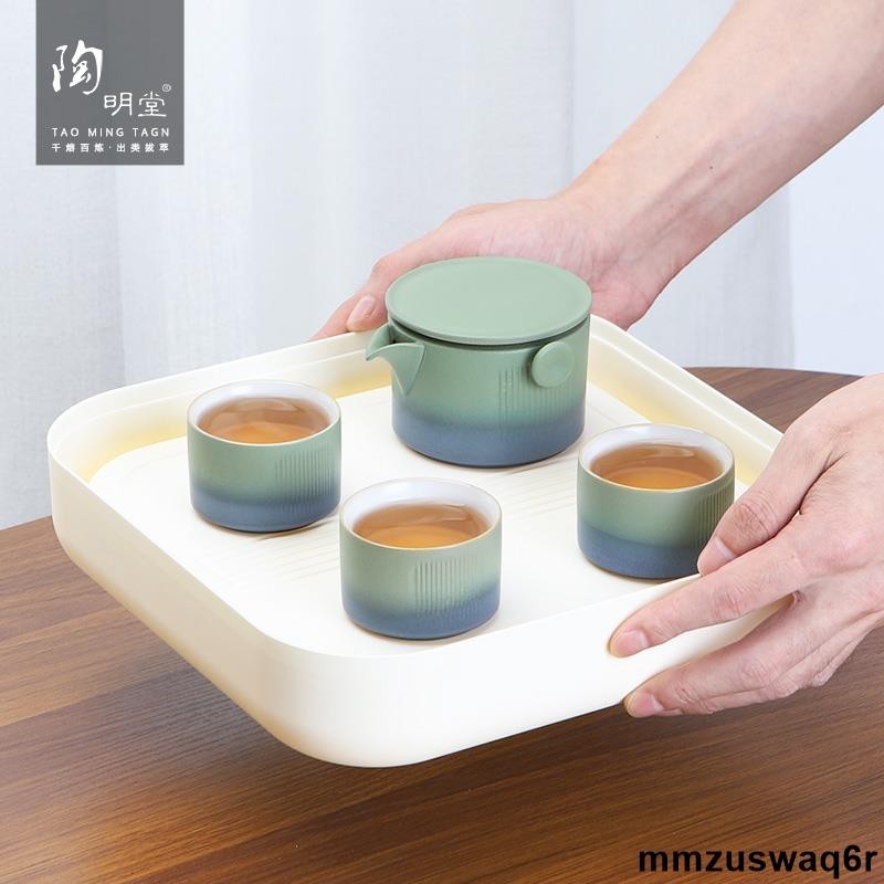 免運陶明堂粗陶茶盤家用茶具套裝小型干泡臺日式現代排水儲水式茶臺