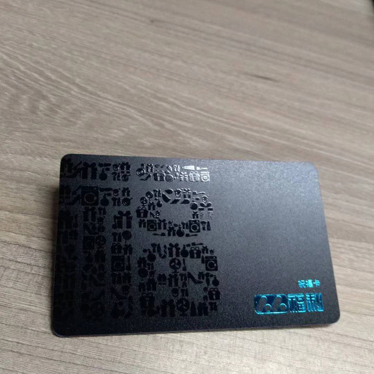 客製金屬卡名片 PVC卡材料貼金屬Logo製作 高端磁卡印刷 黑色啞麵UV會員IC卡