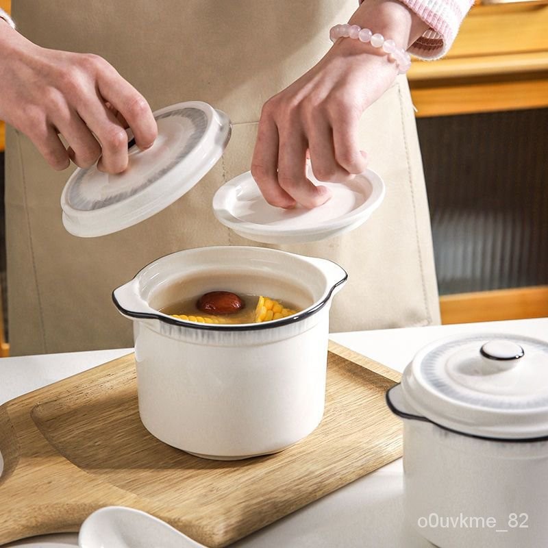捨裏陶瓷燉盅一人份隔水小燉鍋傢用單人燉蒸盅湯盅罐燕窩專用碗 F3KN