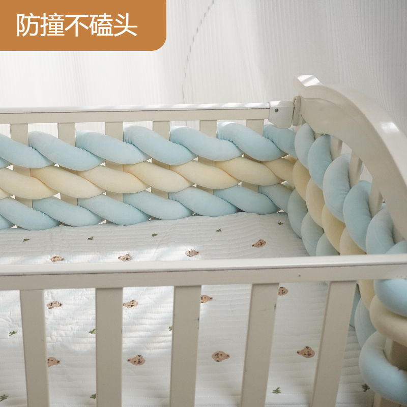 寶寶邊防撞條裝飾護欄DIY床圍檔用品小床a類拚接床嬰兒床麻花軟包