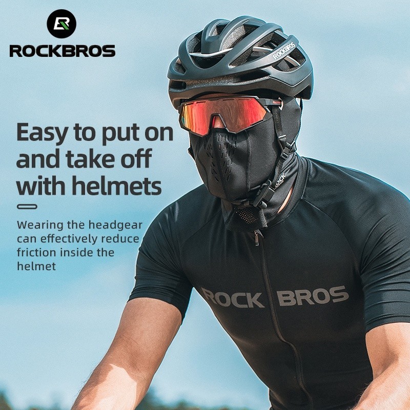 ROCKBROS 夏季冰絲騎行面罩防紫外線防汗透氣網眼全面罩防曬摩托車頭罩圍巾運動戶外