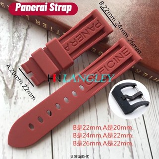 【熱賣】22mm 24mm 26mm胖大海矽膠錶帶含logo防水男士運動手錶手鍊 適用於 PAM368 / 389 /